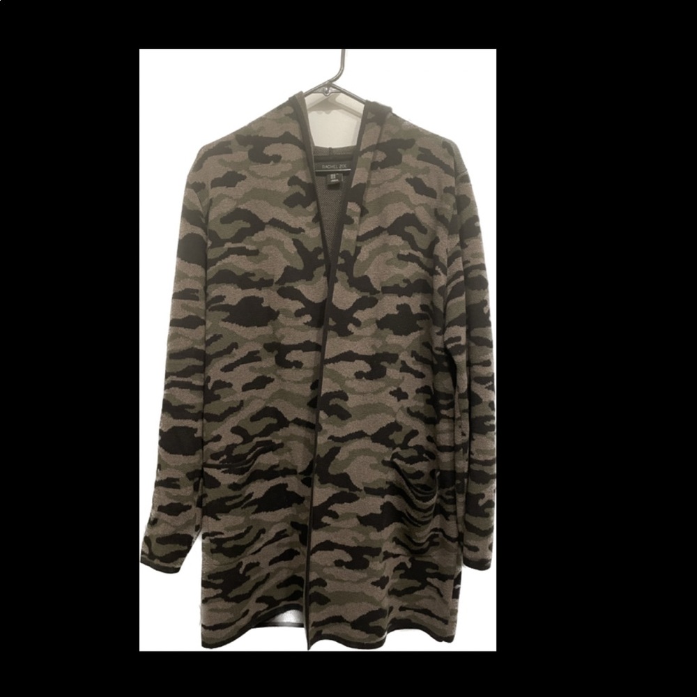 Rachel Zoe Hooded Camo Open Front Cardigan Sweater Women’s Extra Large.